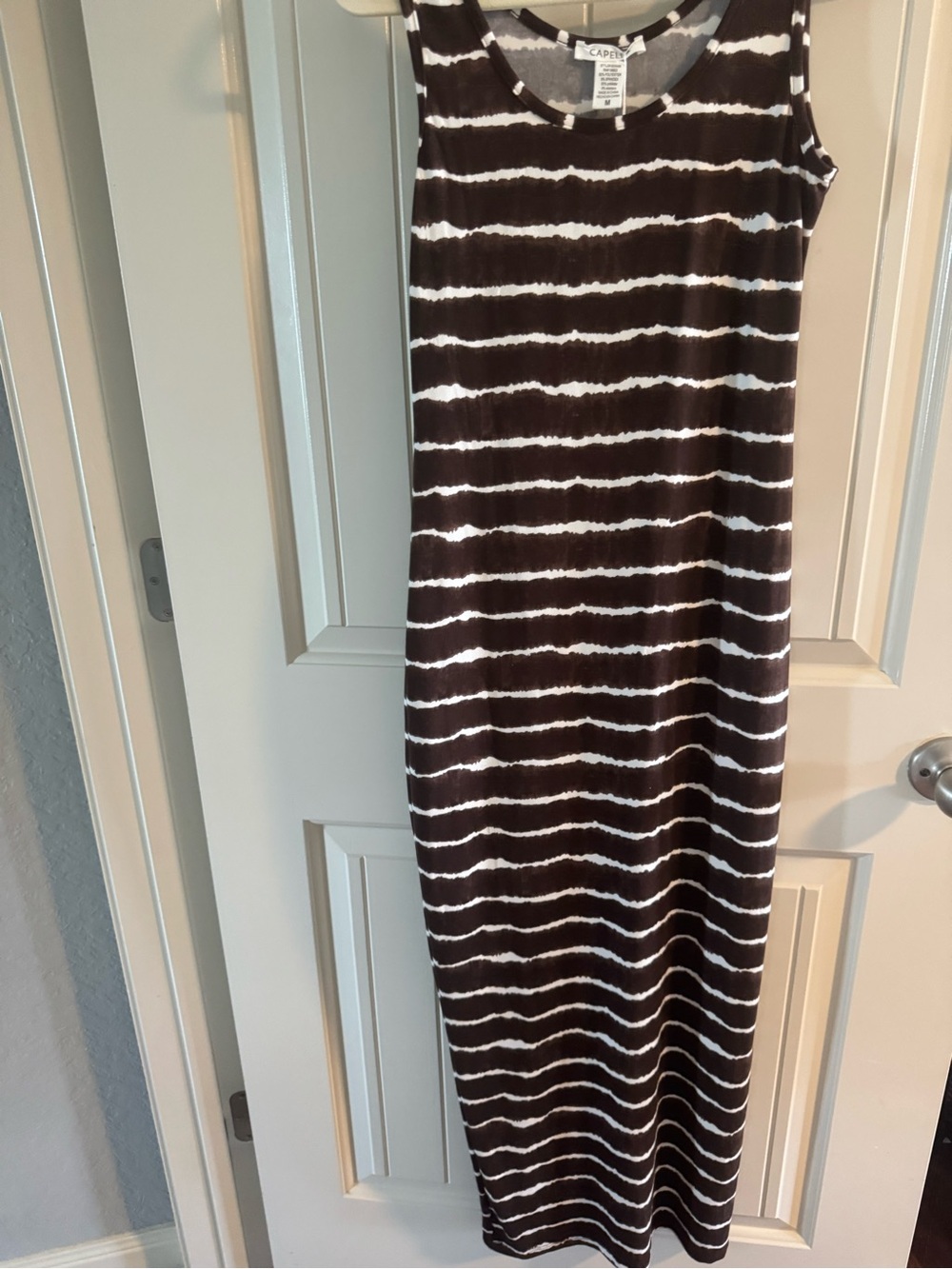 Sleeveless Black & White Striped Maxi Dress. New with tags